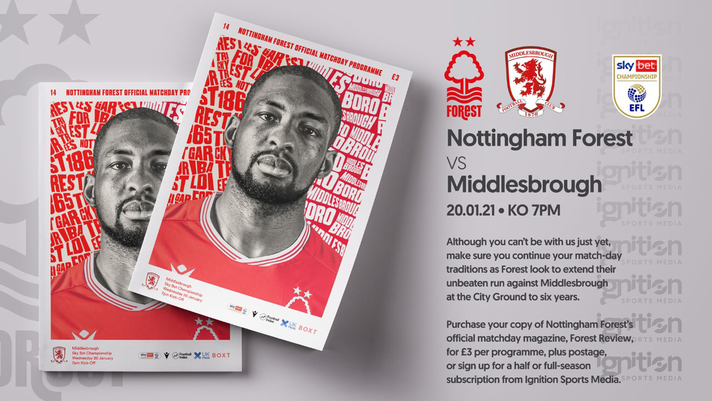 Order your programme for Middlesbrough clash!