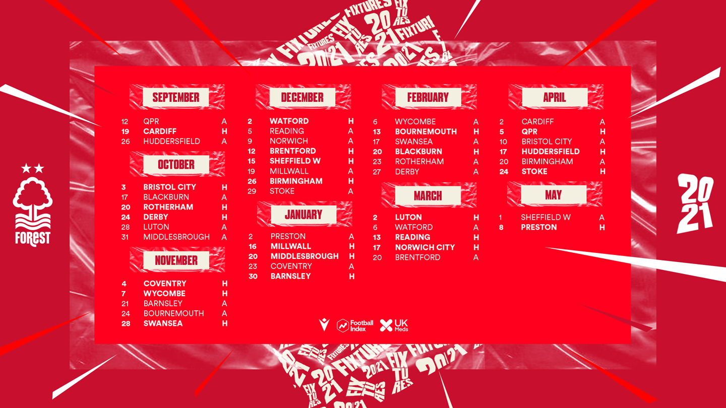 Nottingham Forest FC - 2020-21 Sky Bet Championship fixtures revealed