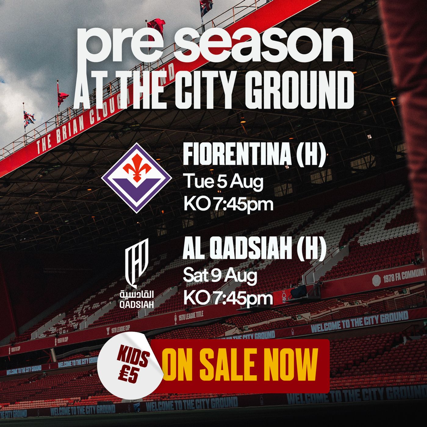 Pre-Season Friendlies at The City Ground - Buy Tickets